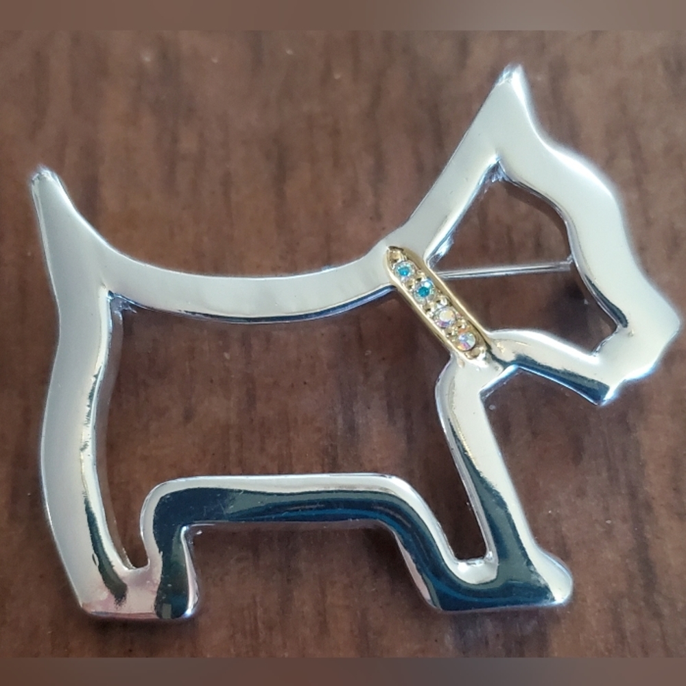 Vintage Scotty Dog Rhinestone Brooch